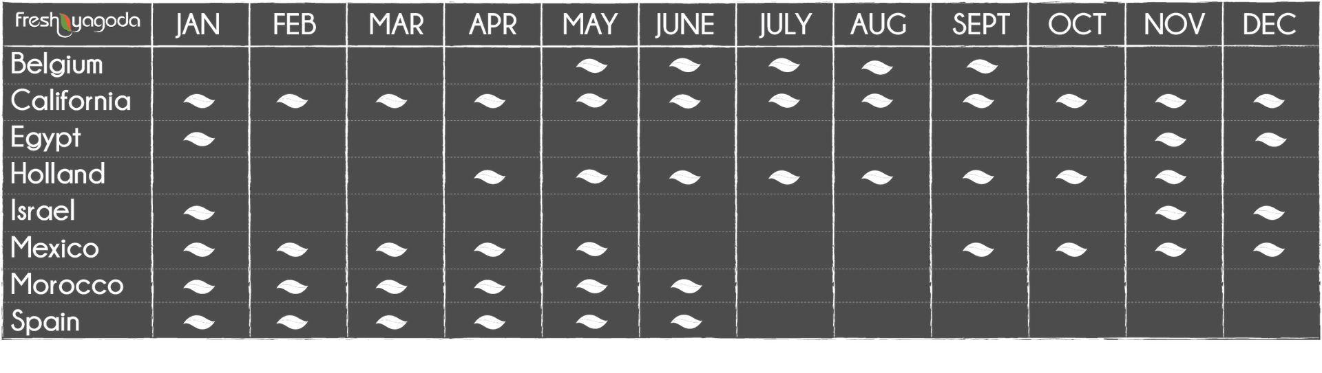 Strawberries availability calendar